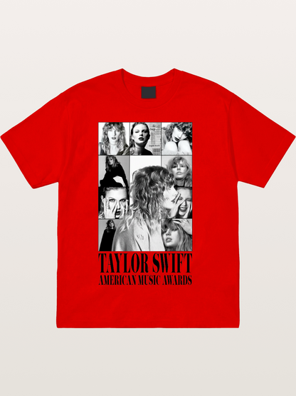 Taylor Swift AMA Collage Print Cotton T-shirt