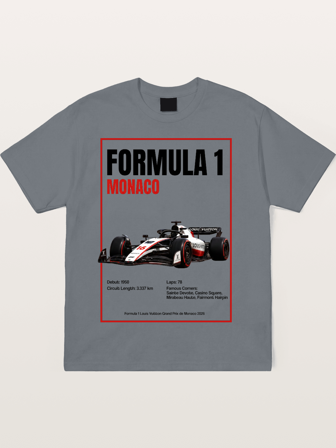 F1 Monaco LV Racing Car Poster Cotton T-shirt