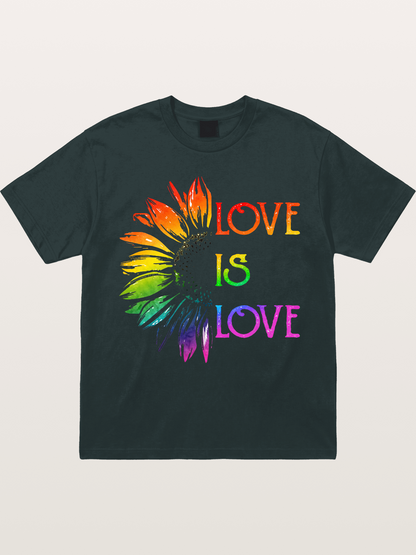 Rainbow Sunflower Love Print Gildan T-shirt