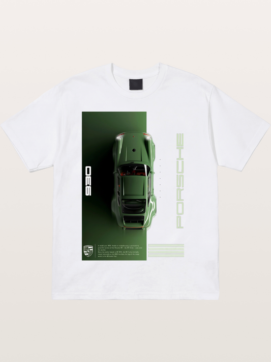 930 Porsche Green Top View Cotton T-shirt