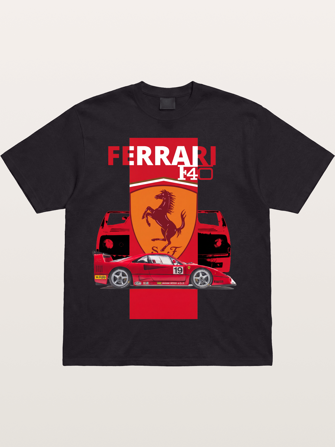 Ferrari F40 Race Car Double View Cotton T-shirt