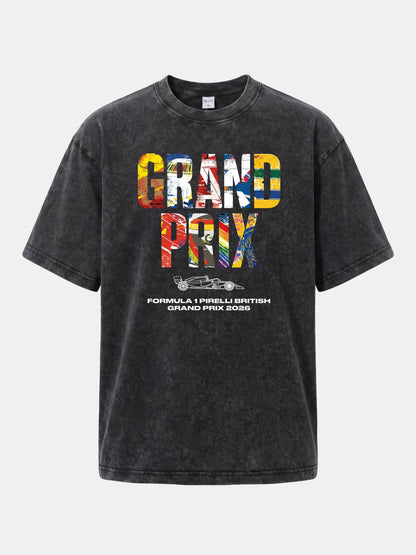 2026 British Grand Prix Multi-Flag Typography Washed T-shirt