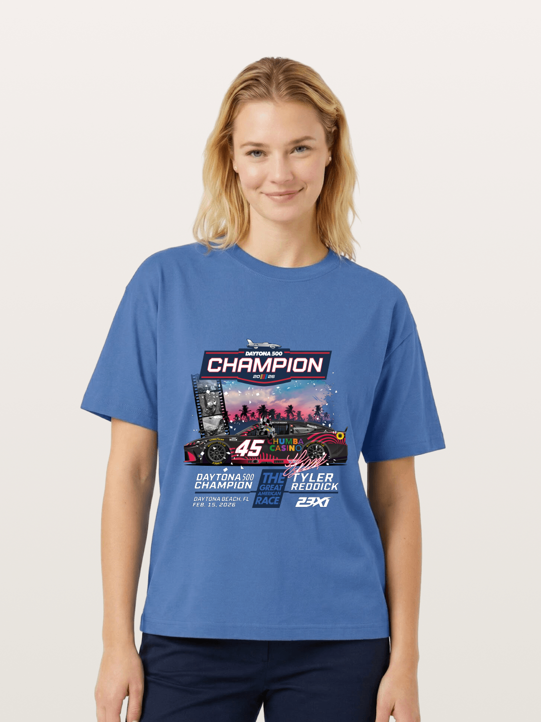 Tyler Reddick 45 Champion Car Art Gildan T-shirt