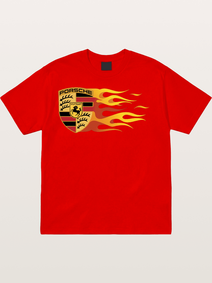 Porsche Crest With Flame Accents Cotton T-shirt
