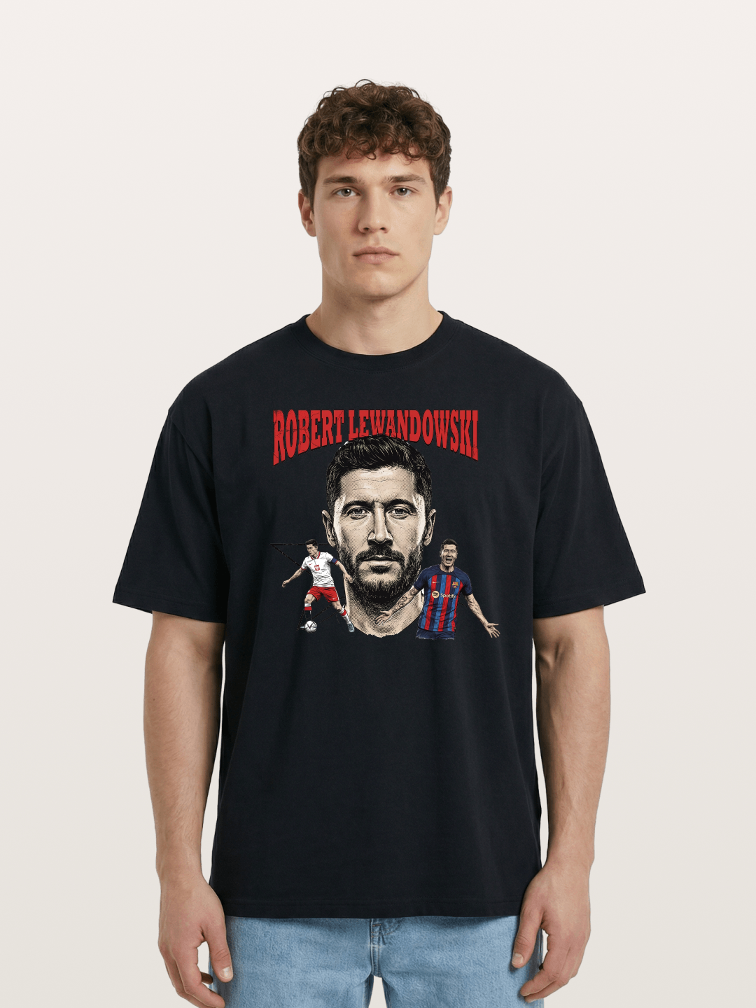 Robert Lewandowski Football Art Cotton T-shirt