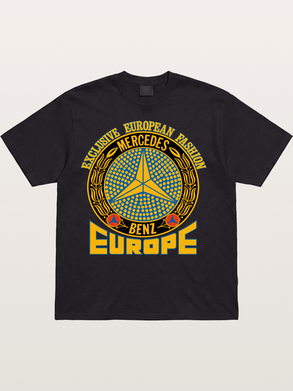 European Fashion Mercedes Print Cotton T-shirt