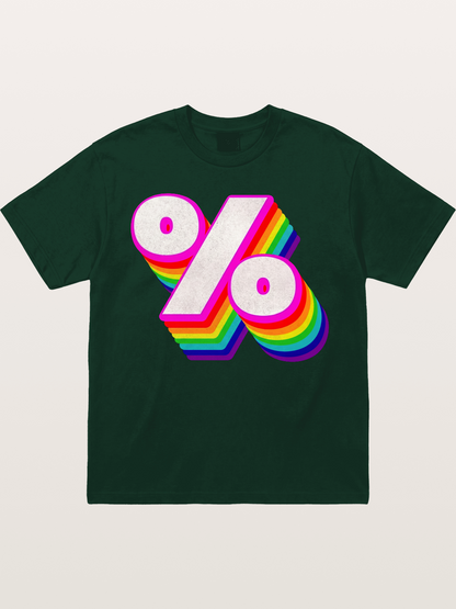 Rainbow Stacked Percent Symbol Pride Gildan T-shirt