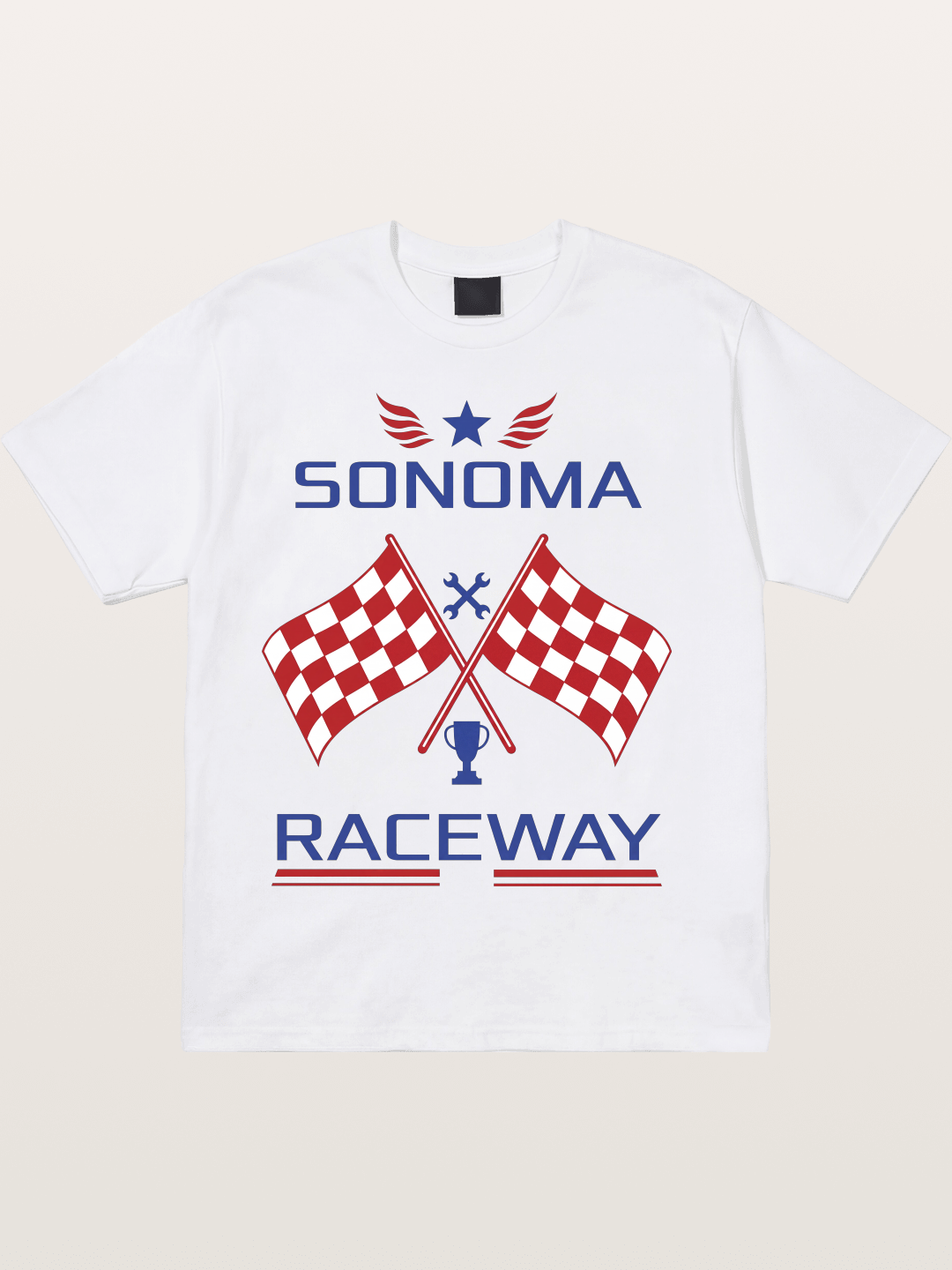 Sonoma Raceway Checkered Flag Crest Cotton T-shirt