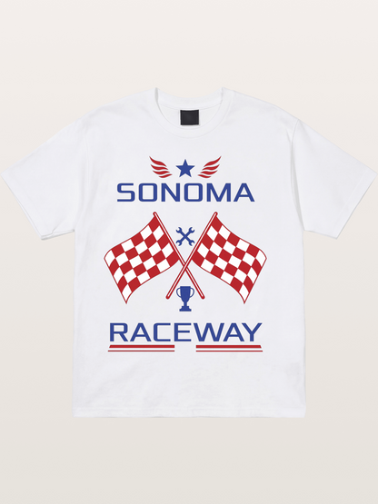 Sonoma Raceway Checkered Flag Crest Cotton T-shirt
