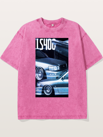 LS400 JDM Double Car Print Washed T-shirt