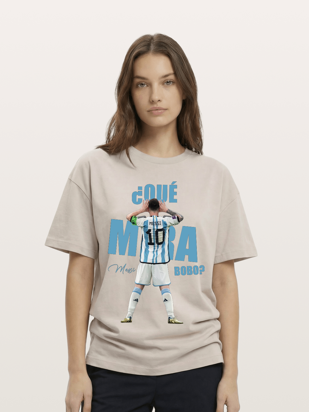 Messi ?Qu¡§| Mir¡§¡é Bobo Argentin Cotton T-shirt