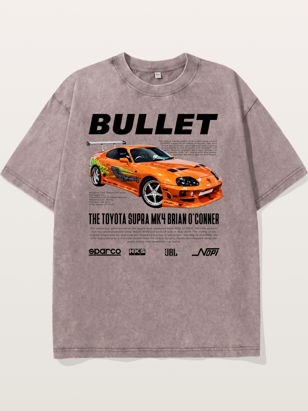 Toyota Supra Fast Furious Print Washed T-shirt