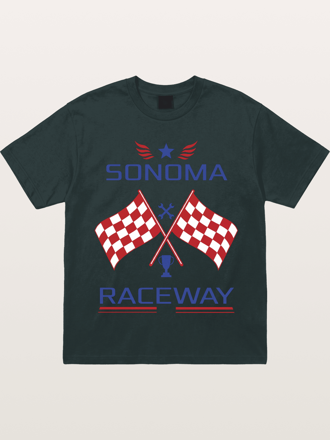 Sonoma Raceway Checkered Flag Crest Gildan T-shirt