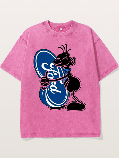 Cartoon Hugging Ford Logo Washed T-shirt