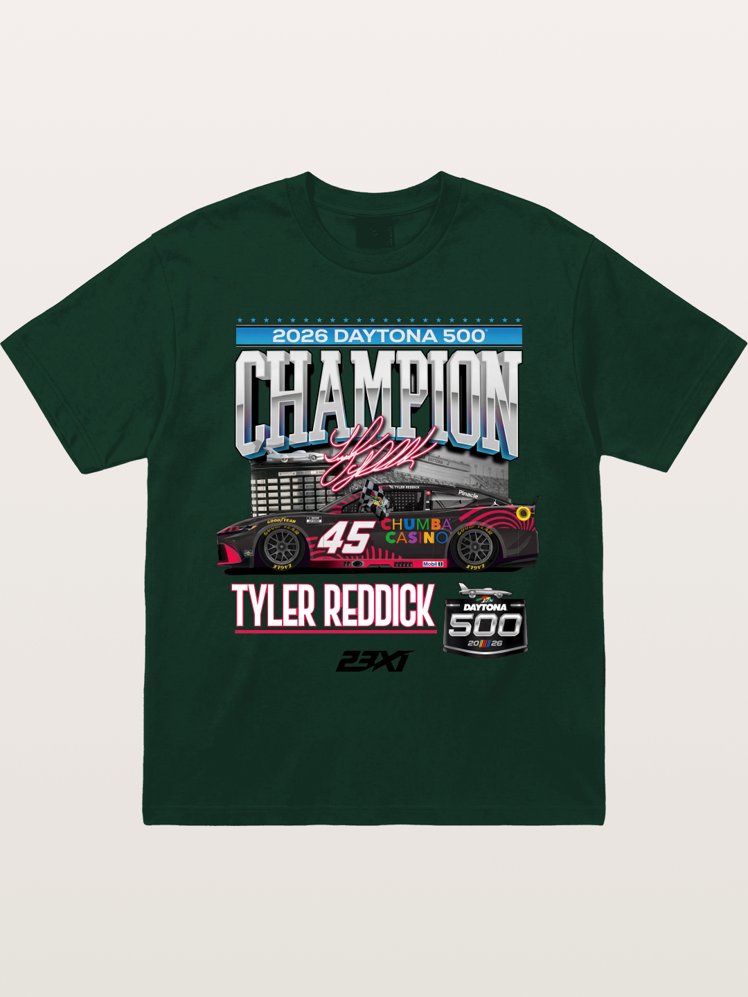 Tyler Reddick Daytona 500 Champion Print Gildan T-shirt
