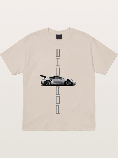 Porsche 911 Vertical Text Design Cotton T-shirt
