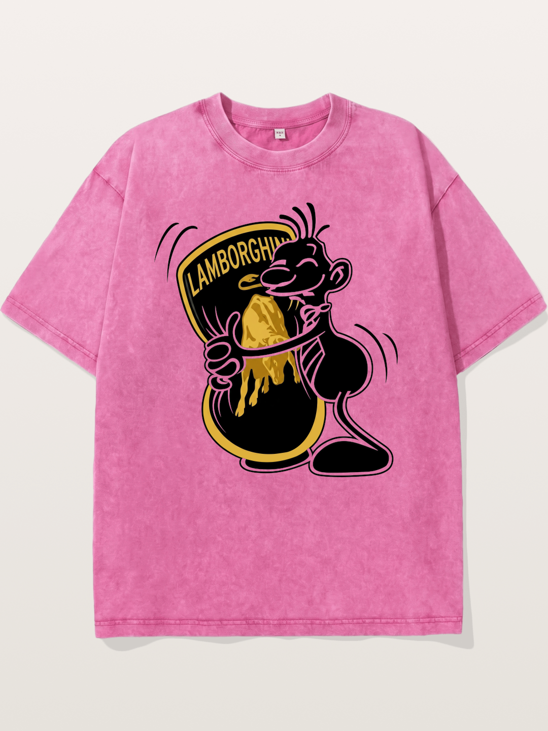Cartoon Hugs Lamborghini Logo Washed T-shirt