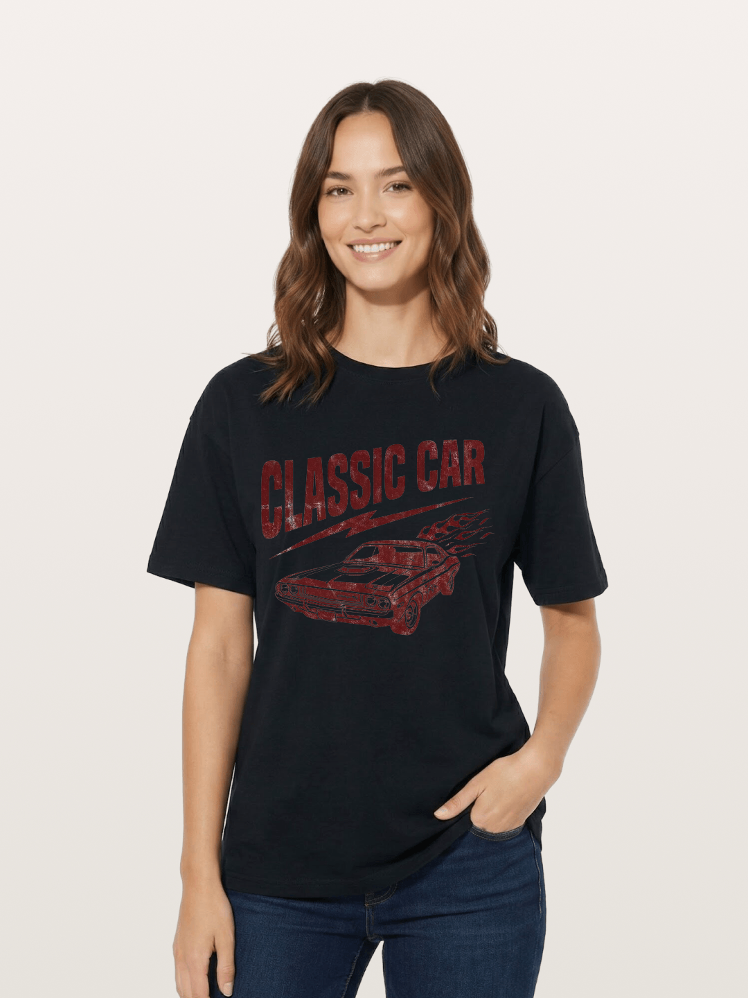 Classic Car Run Cotton T-shirt
