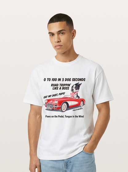 Dog Driving Corvette Road Trip Gildan T-shirt