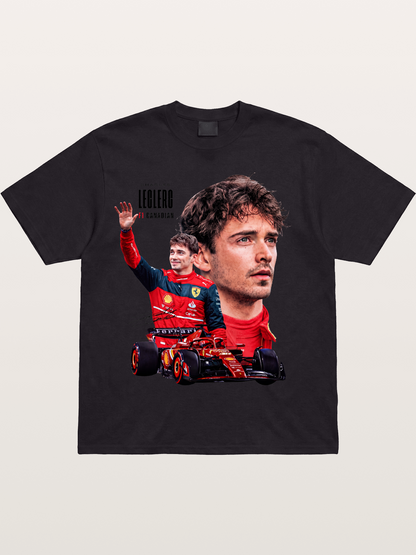 Leclerc Ferrari F1 Collage Art Cotton T-shirt