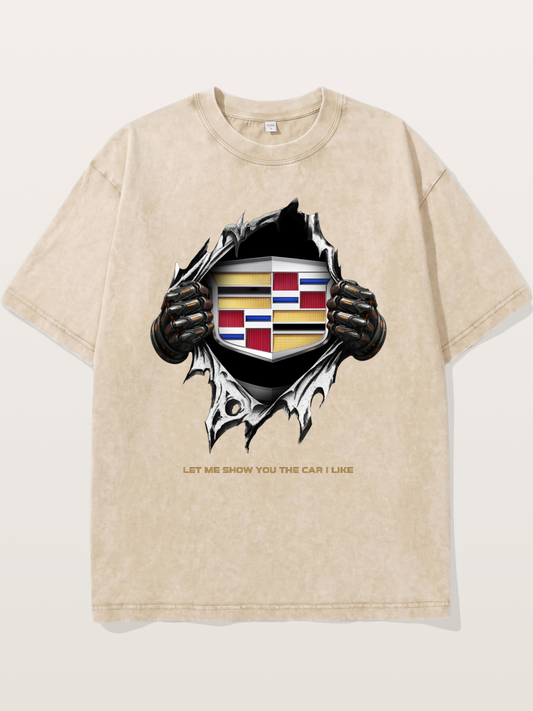 Cadillac Crest Tear Through Effect Washed T-shirt