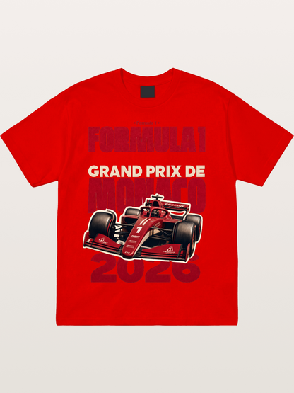Monaco F1 2026 Red Print Cotton T-shirt