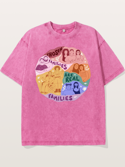Chosen Families Pride Circle Illustration Washed T-shirt