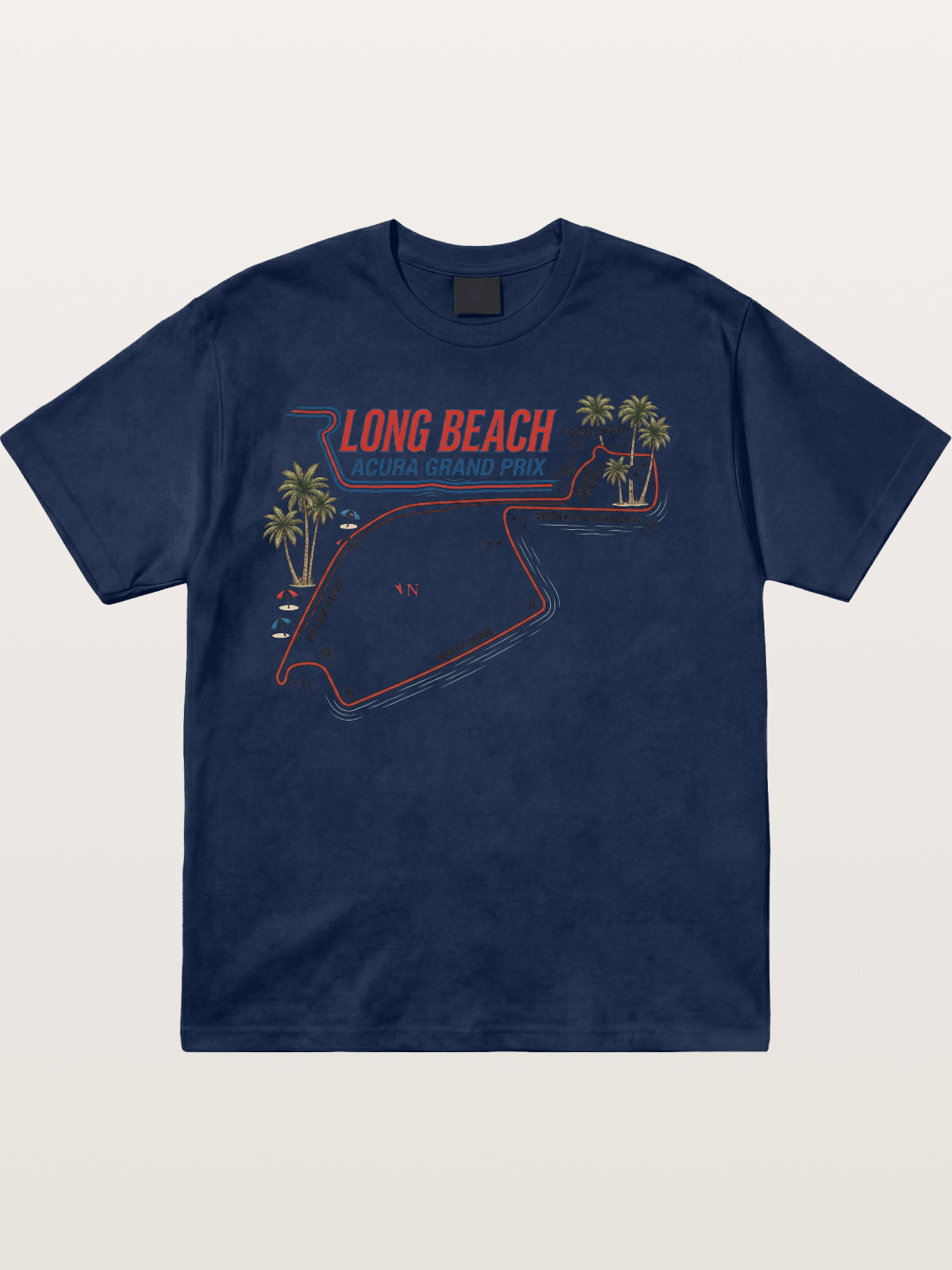 Long Beach Race Track Art Cotton T-shirt