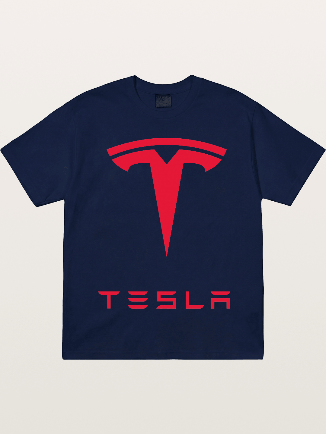 Tesla Red Logo Sticker Gildan T-shirt