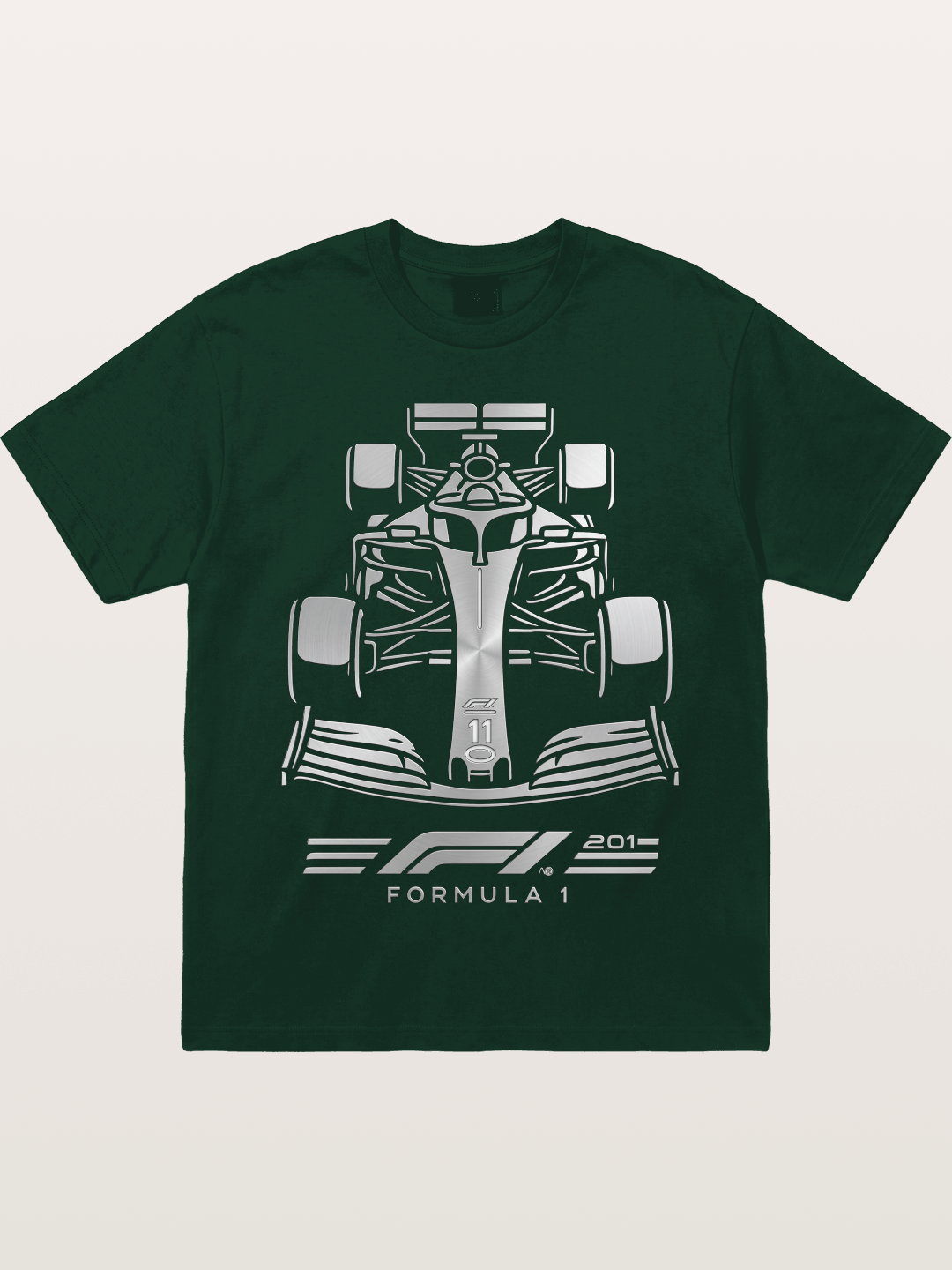 Silver F1 Car Line Art Print Gildan T-shirt