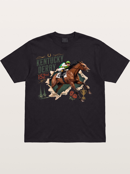 Kentucky Derby 152nd Horse & Roses Cotton T-shirt
