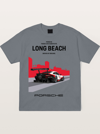 Long Beach Race Porsche Poster Cotton T-shirt