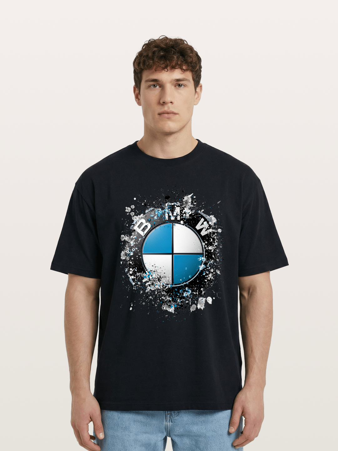 BMW Splash Paint Round Logo Cotton T-shirt