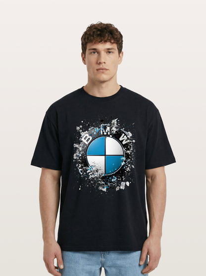 BMW Splash Paint Round Logo Cotton T-shirt