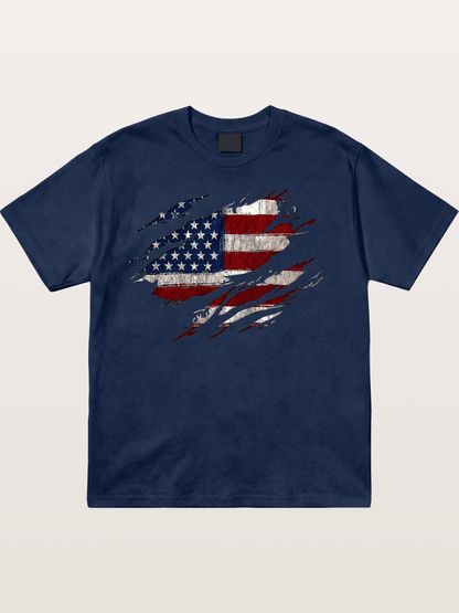 Eagle Claw Retro American Flag Cotton T-shirt