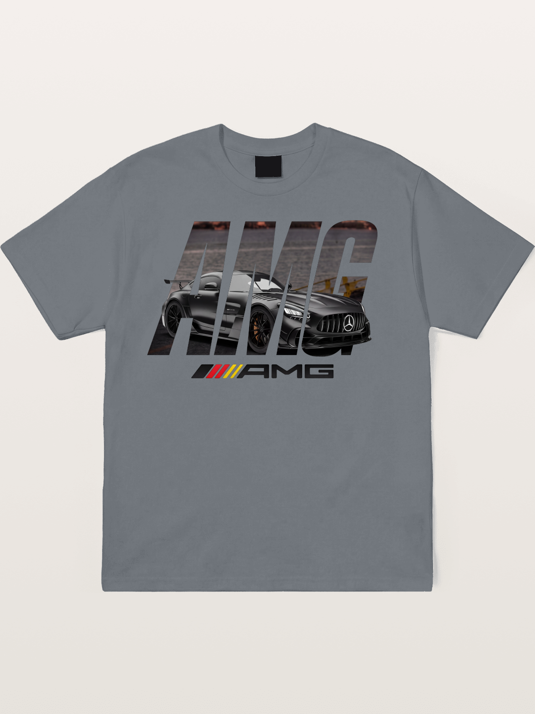 AMG Lettermark Car Print Cotton T-shirt