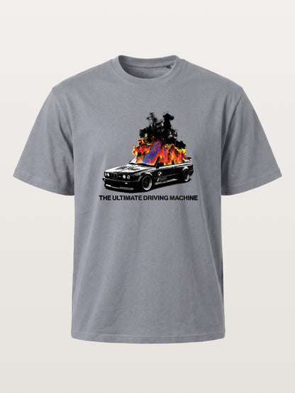 Burning BMW Retro Halftone Poster Gildan T-shirt