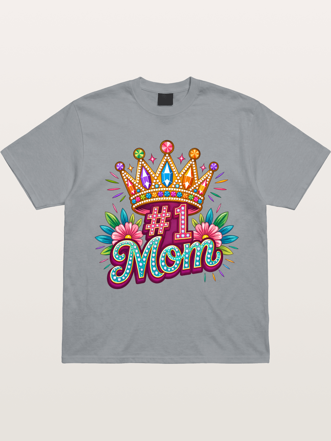 #1 Mom Crown Floral Graphic Gildan T-shirt