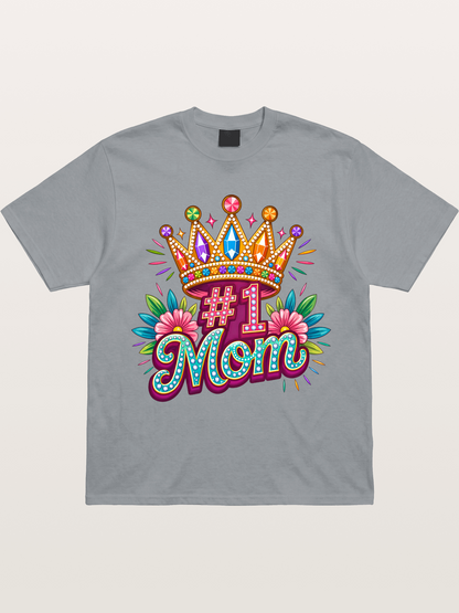 #1 Mom Crown Floral Graphic Gildan T-shirt