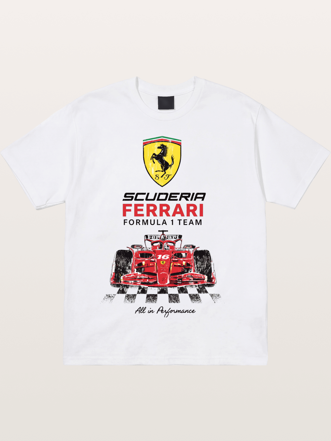Ferrari F1 Team Racing Poster Cotton T-shirt