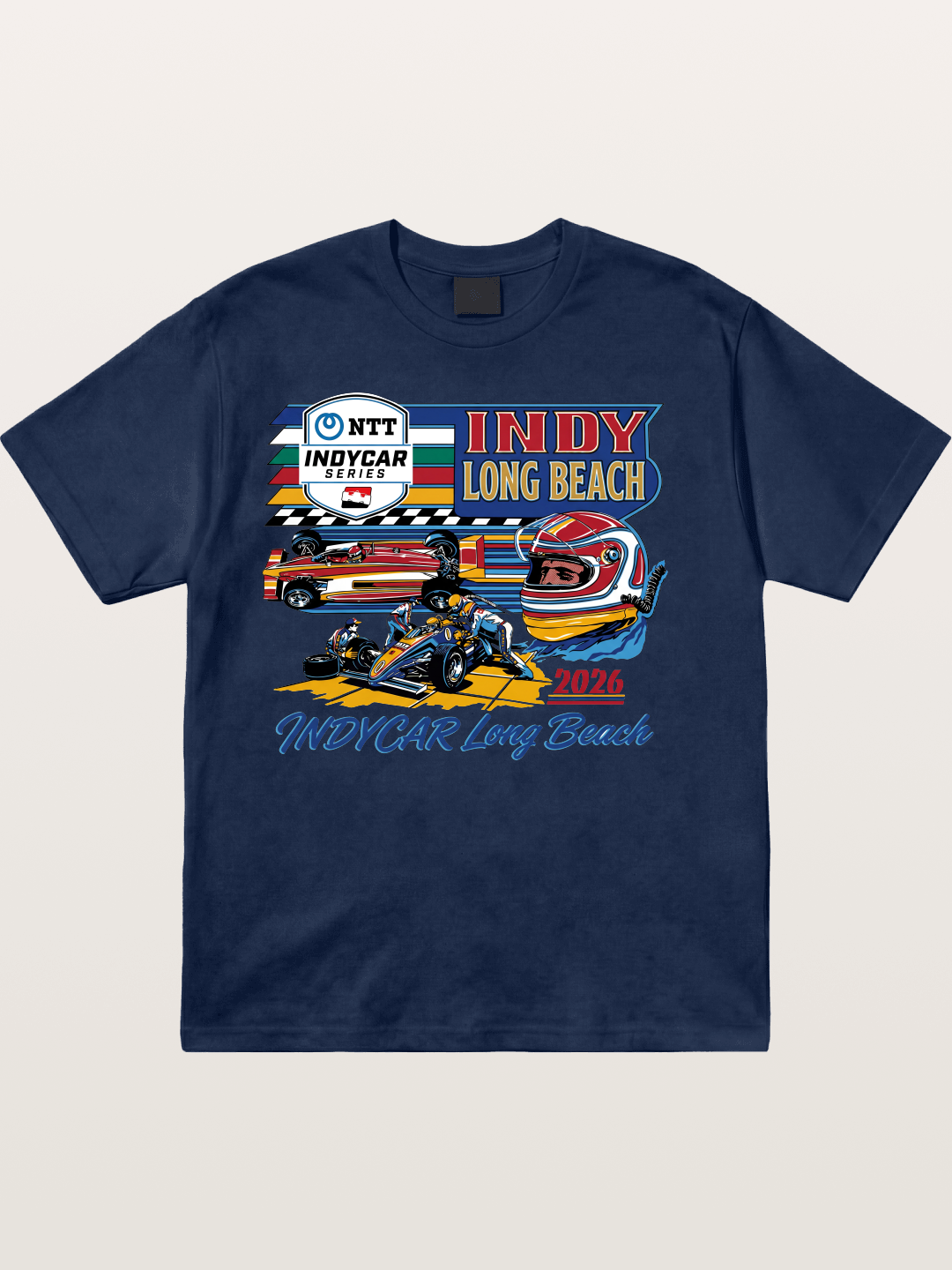 IndyCar Long Beach Vintage Art Cotton T-shirt