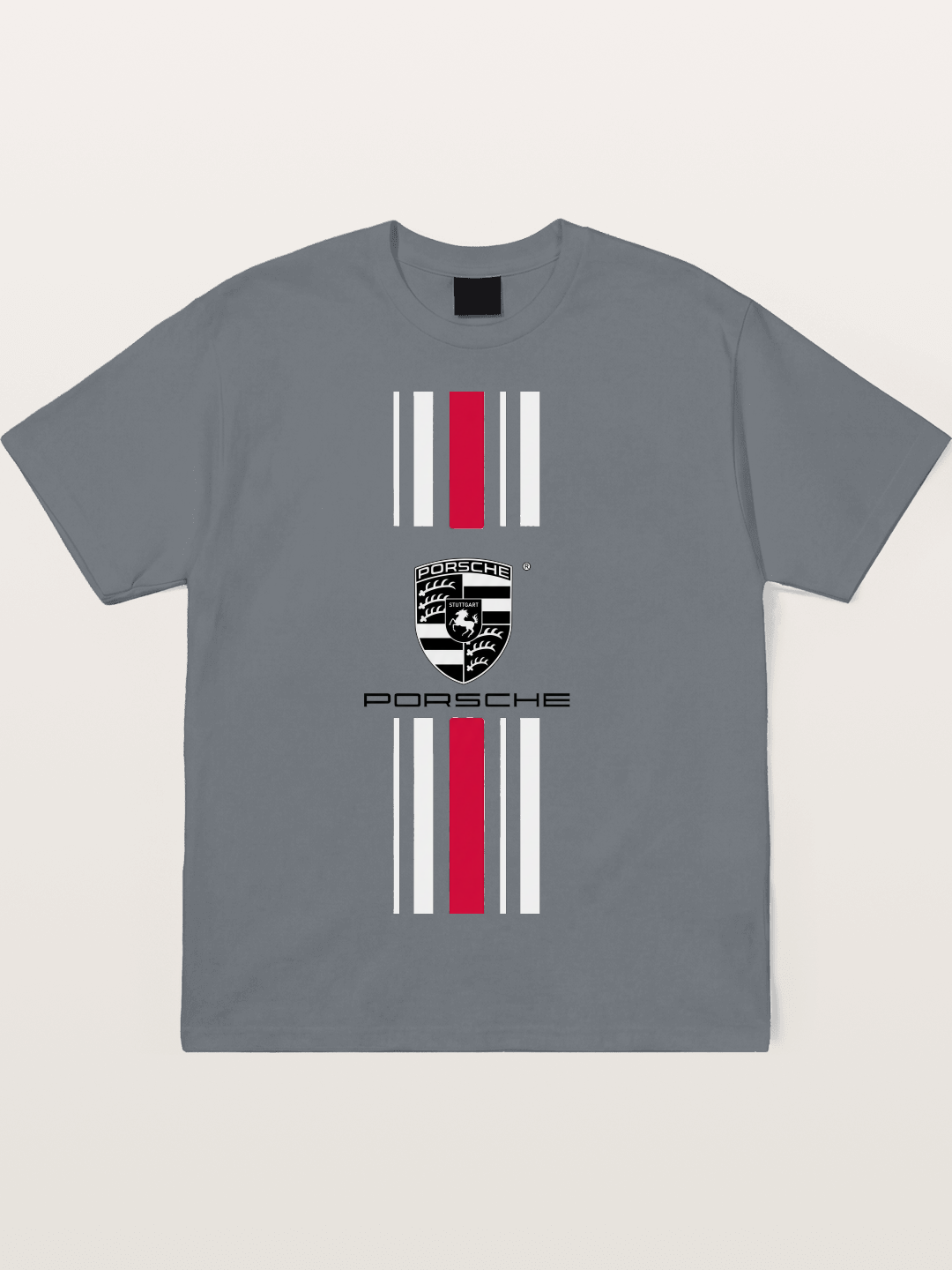 Porsche Crest Striped Design Cotton T-shirt