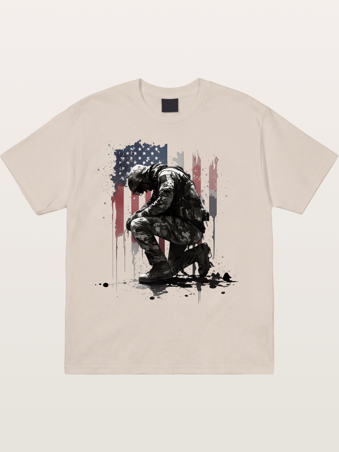 Kneeling Soldier Memorial Print Cotton T-shirt