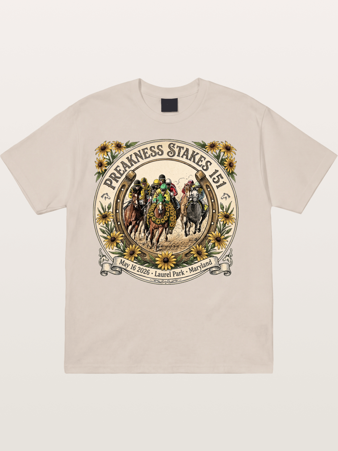 151st Preakness Stakes Horseshoe Badge Cotton T-shirt