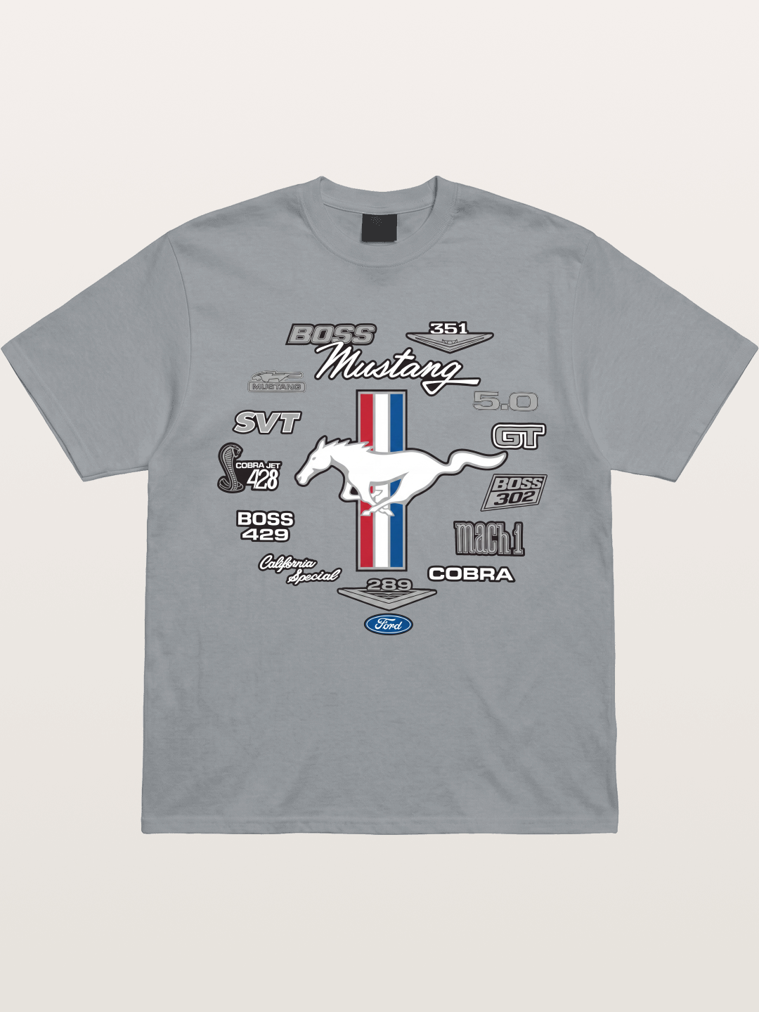 Ford Mustang Generations Badge Collection Gildan T-shirt
