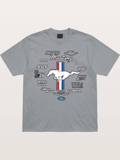 Ford Mustang Generations Badge Collection Gildan T-shirt