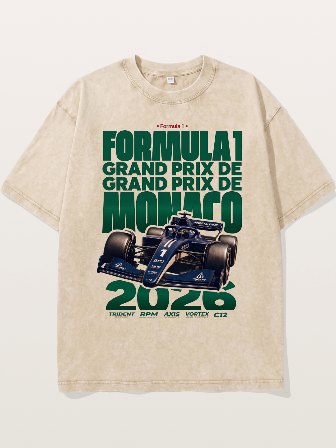 Navy Monaco F1 Grand Prix Art Washed T-shirt