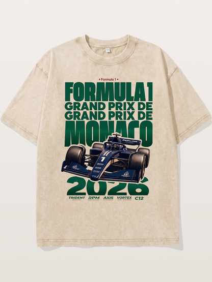 Navy Monaco F1 Grand Prix Art Washed T-shirt