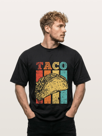 Vintage Taco Retro Stripes Food Gildan T-shirt