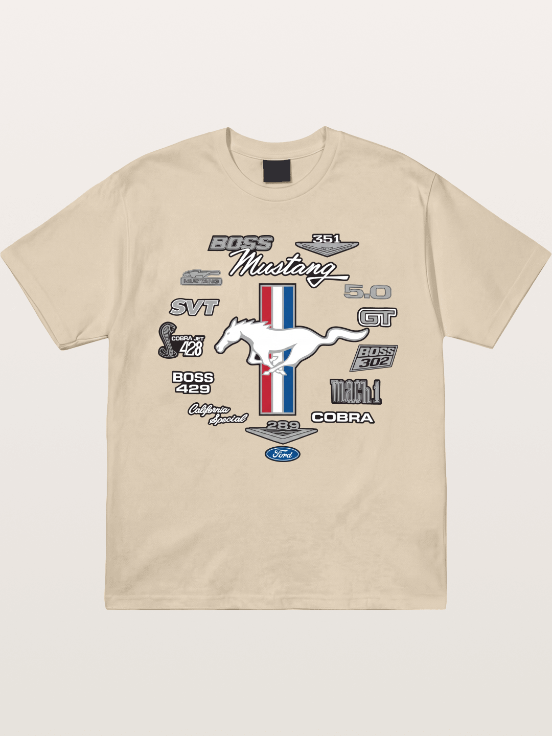 Ford Mustang Generations Badge Collection Gildan T-shirt
